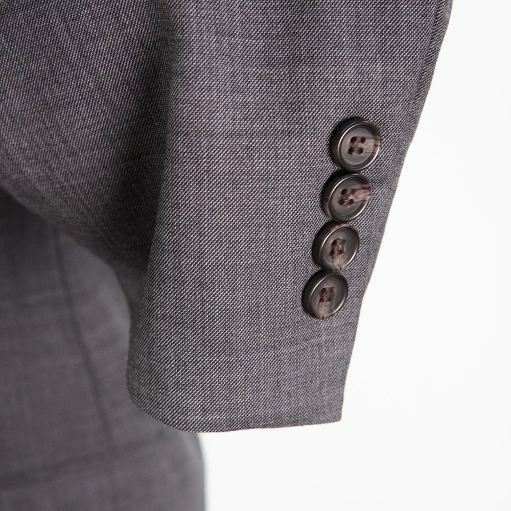 Lauren Ralph Lauren Wool Gray Sharkskin 2 Piece Suit 50R 47 / 29 Flat Front High